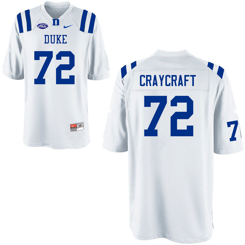 Men #72 Matt Craycraft Duke Blue Devils College Football Jerseys Sale-White